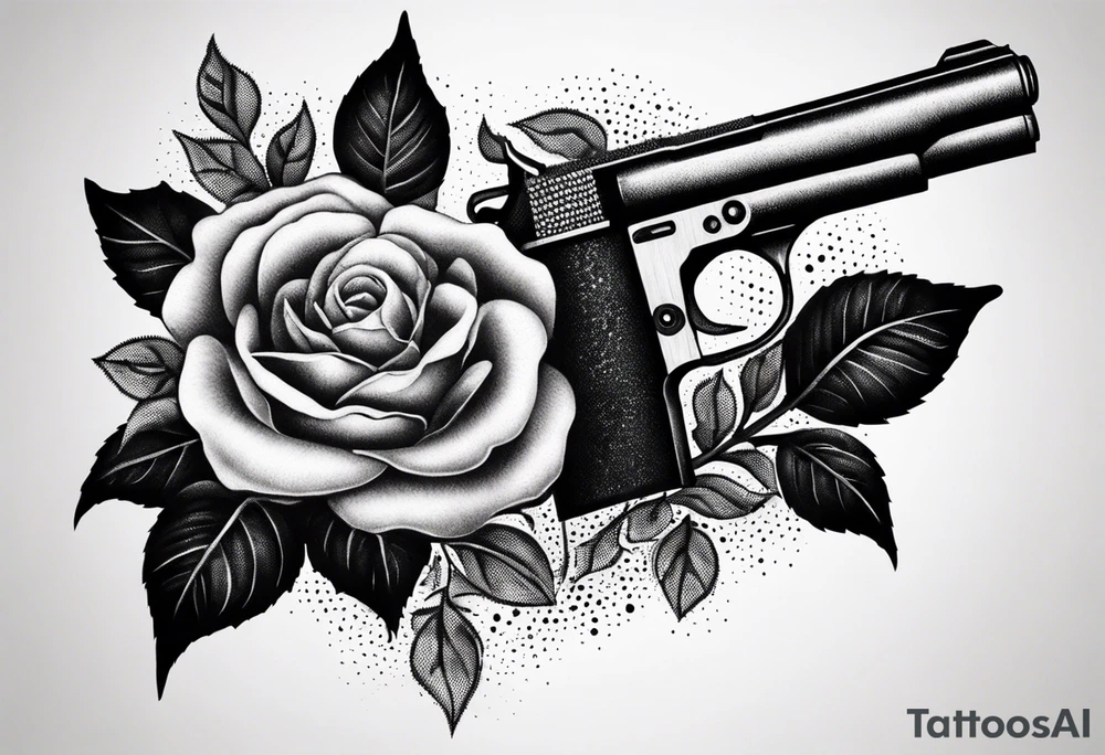 Gun bullet with rose tattoo idea