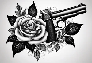 Gun bullet with rose tattoo idea