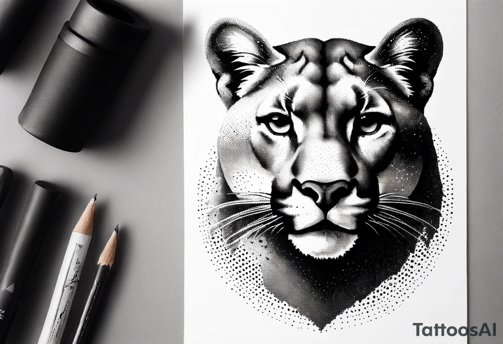 mountain lion head tattoo idea