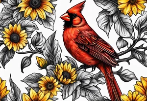 Cardinal sunflower tattoo idea