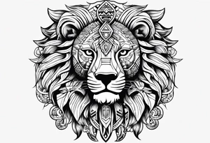Aztec, lion and key tattoo idea