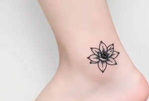 Hexagon Leo larkspur and water lilies tattoo idea