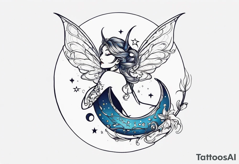 Moon fairy dragon tattoo idea
