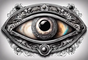 Evil eye moon Saturn tattoo idea