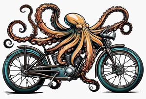 Octopus peaceful riding a bike tattoo idea