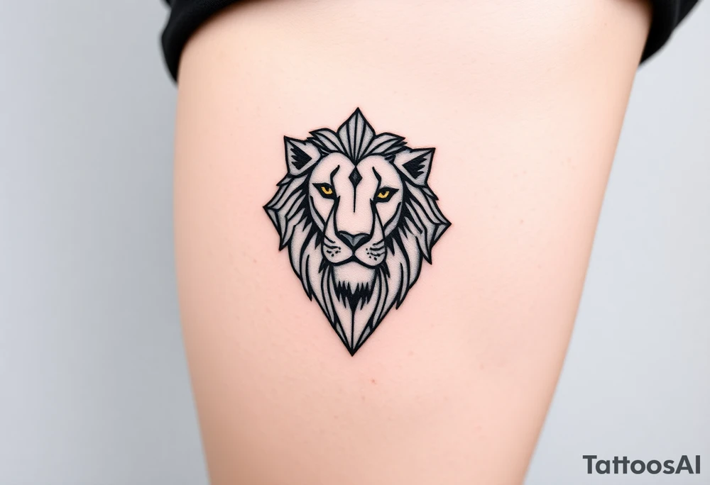 Lion with diamond geometric shapes and tattoo idea