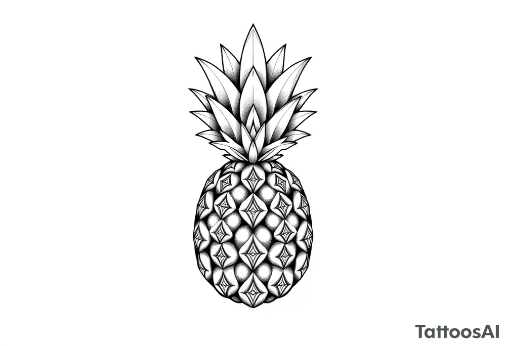 pineapple with diamonds and magestic, crown, vagina, anus, pubic tattoo idea