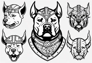 Pit bull with a viking helmet tattoo idea