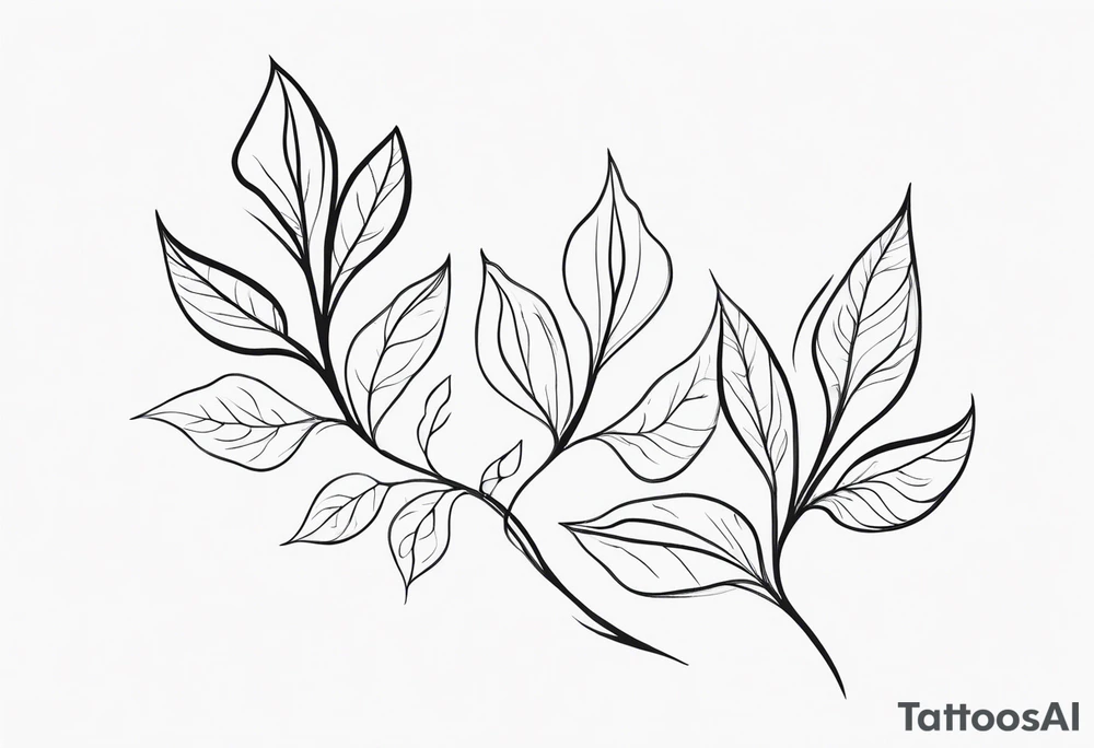Create a delicate tattoo with beautiful flowing and delicate leaves in fineline minimalistic style tattoo idea