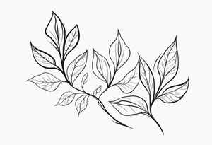 Create a delicate tattoo with beautiful flowing and delicate leaves in fineline minimalistic style tattoo idea