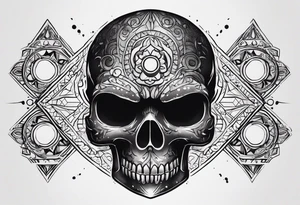 small dark skull with bullet hole eyes tattoo idea