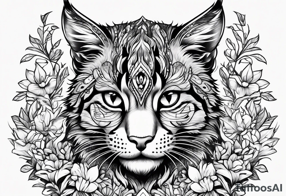 super cute wildcat cub blank background tattoo idea