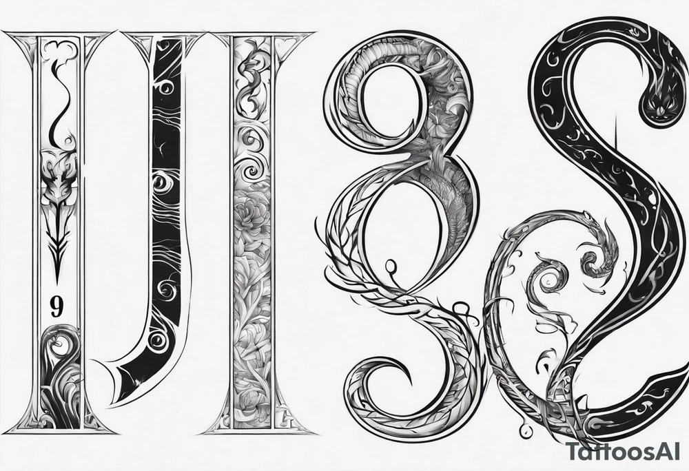 number 9 upside down and right side up connected in the middle. Tall and thin tattoo idea