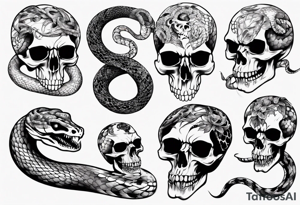 snake with skull tattoo idea