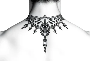 create a asatru norse choker necklace for a neck tattoo on a female with the runes love and protection and self love in it tattoo idea
