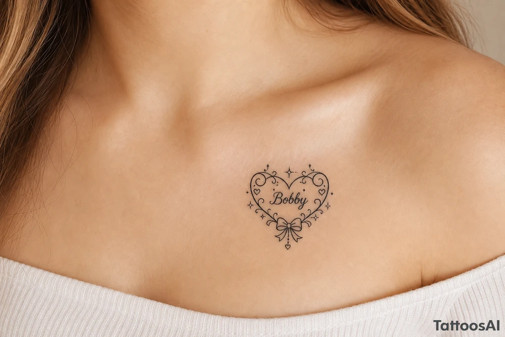 Heart cute adorable beautiful girly preppy heart tattoos with women boyfriends name that is named Bobby tattoo idea