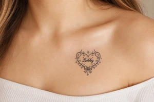 Heart cute adorable beautiful girly preppy heart tattoos with women boyfriends name that is named Bobby tattoo idea