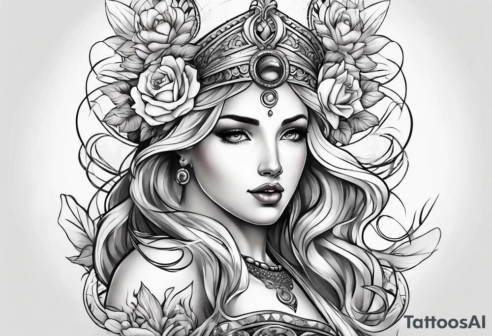 Full body goddess Venus tattoo idea