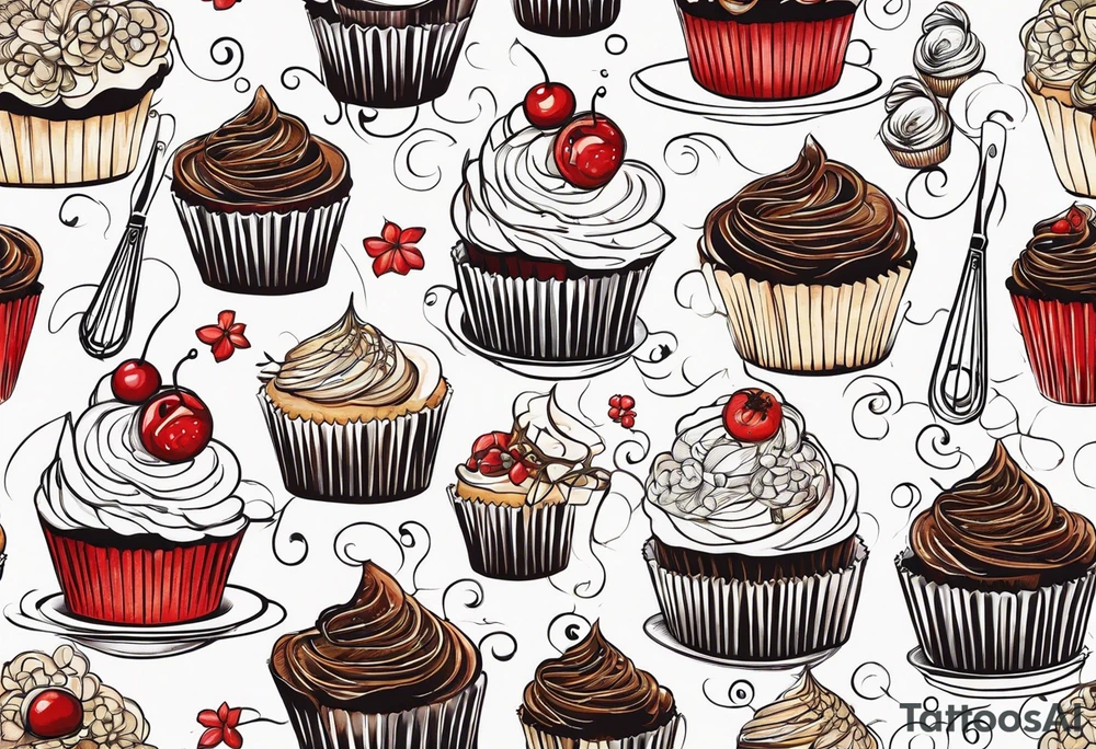 whisk, Cream, Knife, cupcakes resembles pastry chef tattoo idea