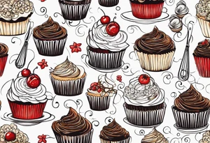 whisk, Cream, Knife, cupcakes resembles pastry chef tattoo idea