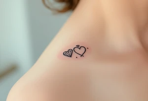 wedding ring tattoo with hearts and diamond tattoo idea