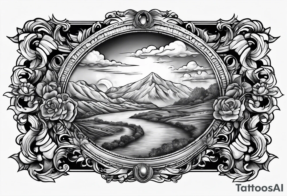 realistic forearm sleeve of money,kids, clouds journey, bible verses tattoo idea