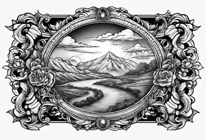 realistic forearm sleeve of money,kids, clouds journey, bible verses tattoo idea