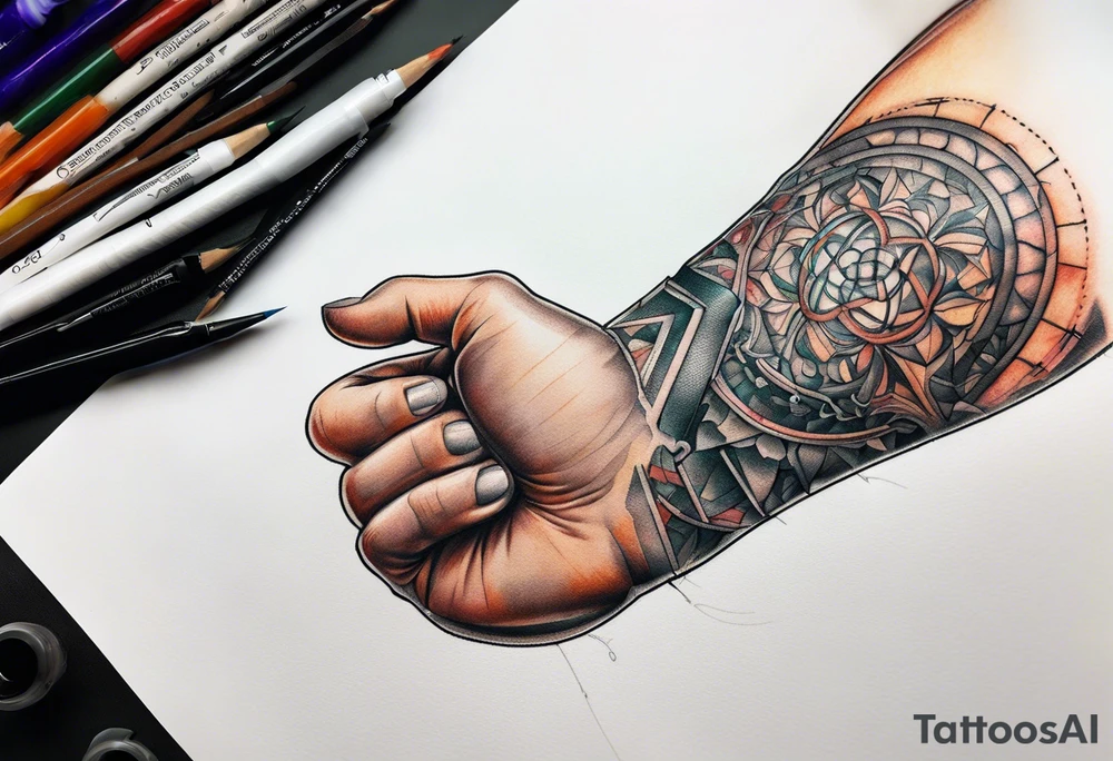 medical stitches reattaching arm tattoo idea