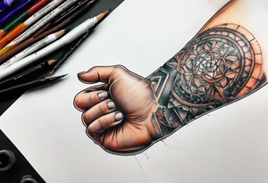 medical stitches reattaching arm tattoo idea
