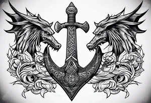 Valhalla sword shield long ship dragon axe Valknut tattoo idea
