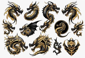 black and gold dragon tattoo idea