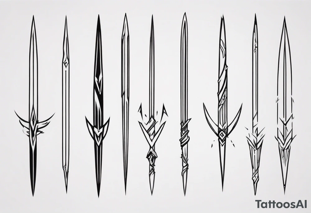 2 parallel spears tattoo idea
