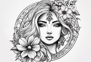 Lunar phases Virgo flowers tattoo idea
