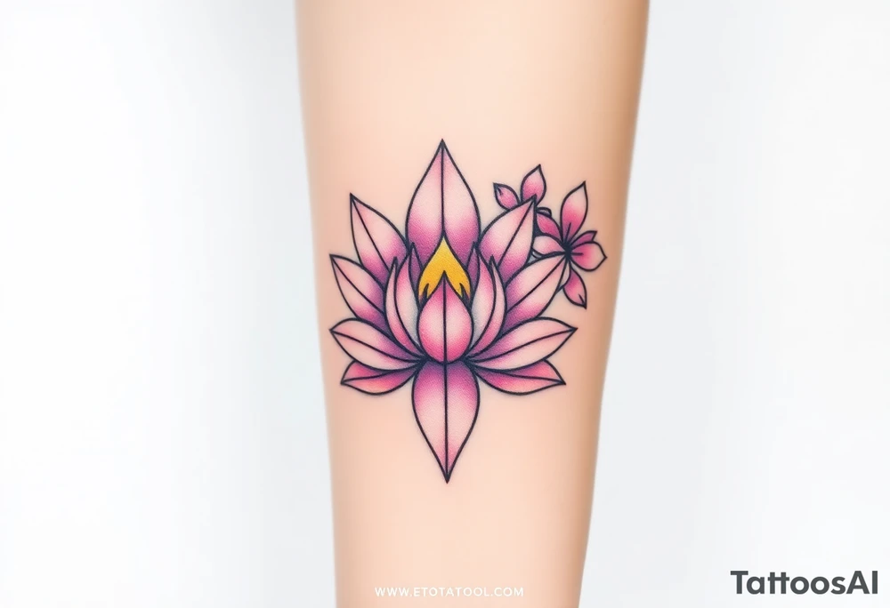 A lotus and orchid combination, blending Buddhist symbolism with the elegance of an orchid, in soft pastel tones tattoo idea