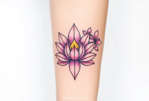 A lotus and orchid combination, blending Buddhist symbolism with the elegance of an orchid, in soft pastel tones tattoo idea