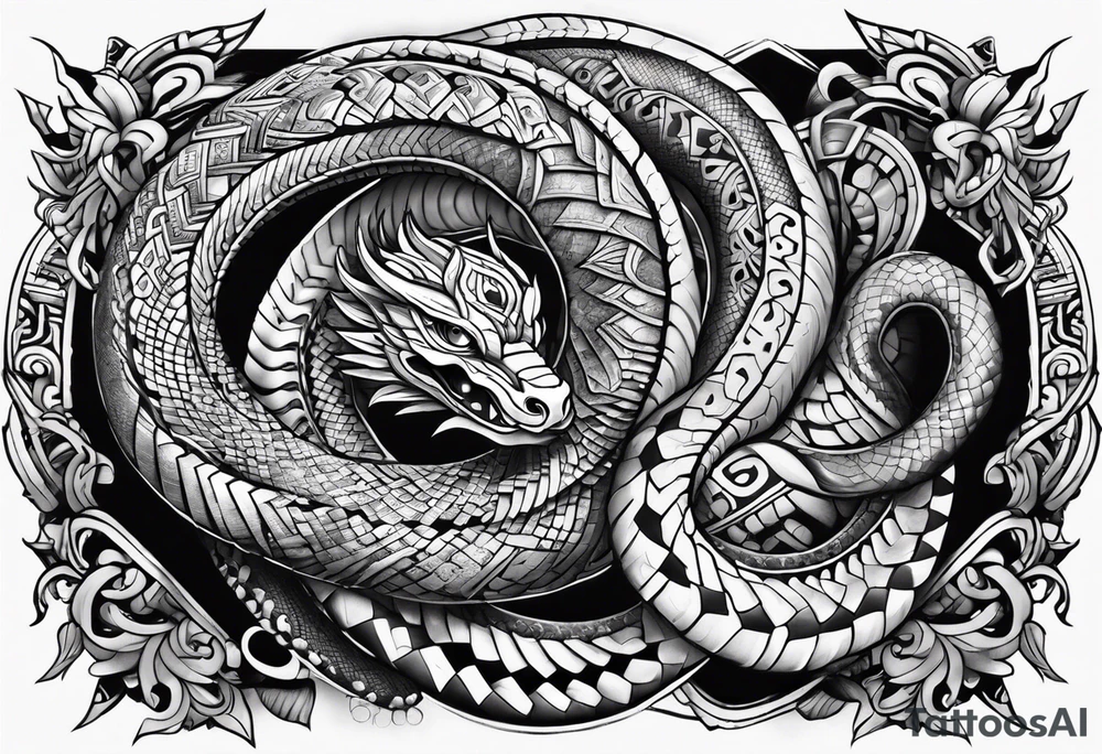 aztec snake sleeve tattoo idea