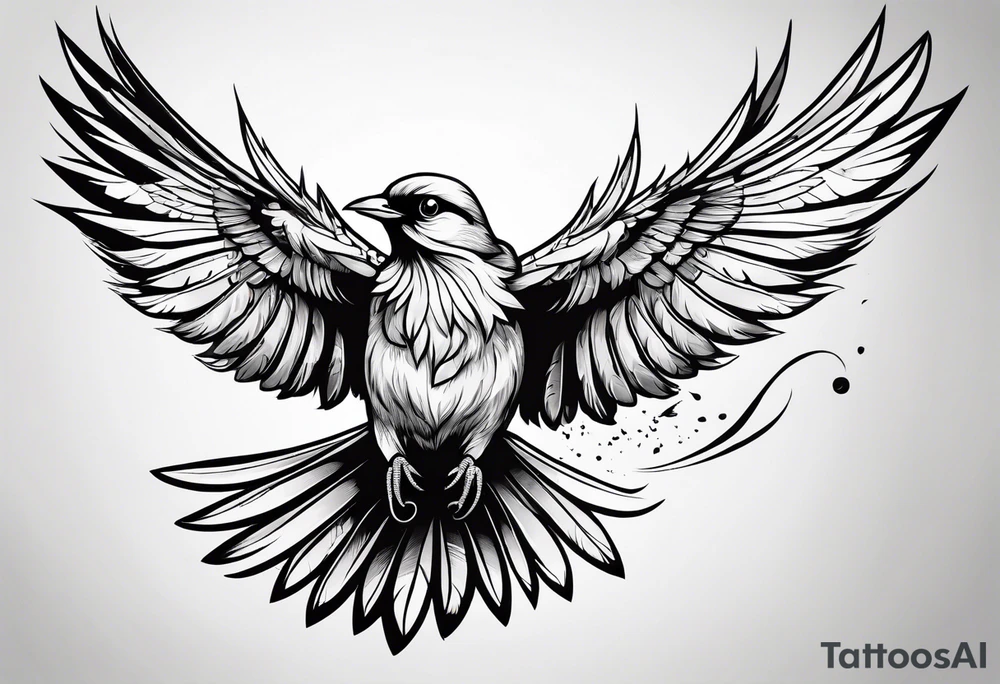 Bird flying to freedom tattoo idea