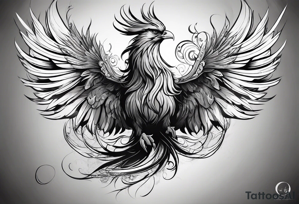 Evil Phoenix with classical smoke tattoo idea