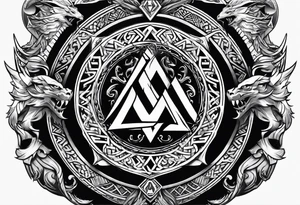 Valhalla valknut sword axe Dragon shield tattoo idea