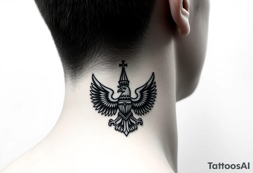 St. George 
Russian imperial crown above the eagle
Russian sabre
The Kremlin or St. Basil's Cathedral scene 
on the side of my neck tattoo idea
