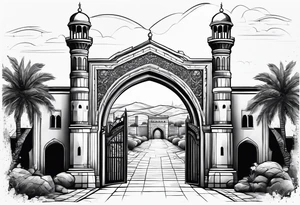 israel town gate vector tattoo idea