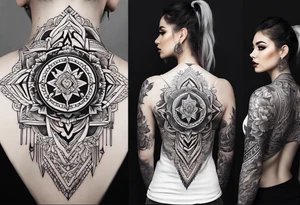 I want a tattoo model that will be positioned on the whole back that contains the following ideas excessive thinking, faith and the difficulties of life tattoo idea