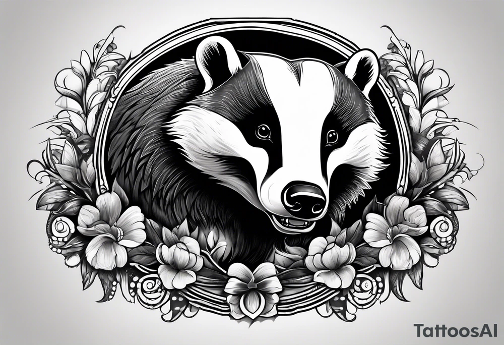 badger mouth open tattoo idea