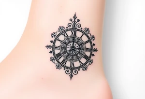 vintage roman numerals within ornate clockwork mechanism tattoo idea