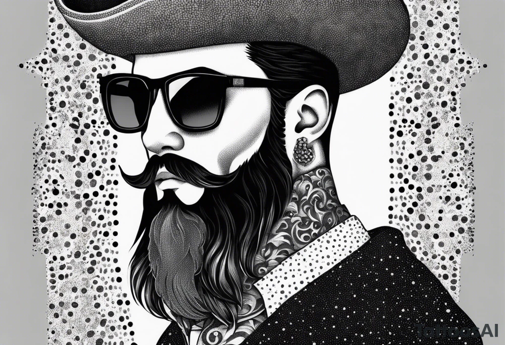 capricorn with beard and sunglasses tattoo idea