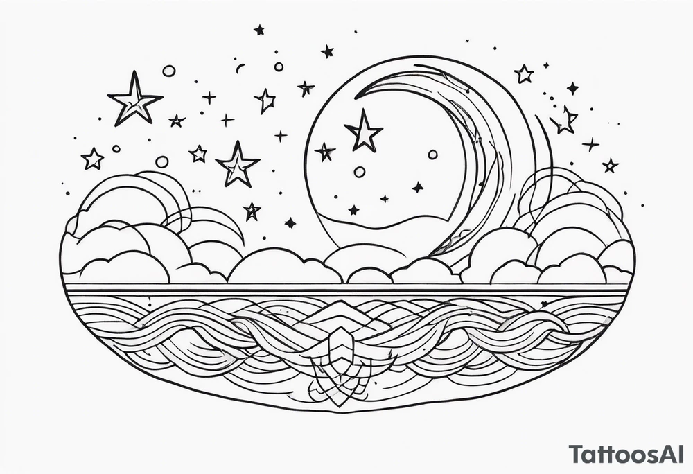 Moon stars tattoo idea