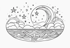 Moon stars tattoo idea