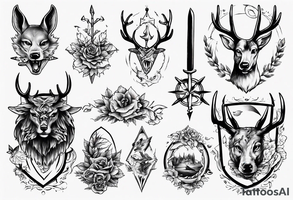 jäger und reh und forelle tattoo idea