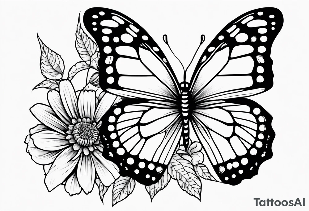 Small Butterfly with marigolds on a vine tattoo idea