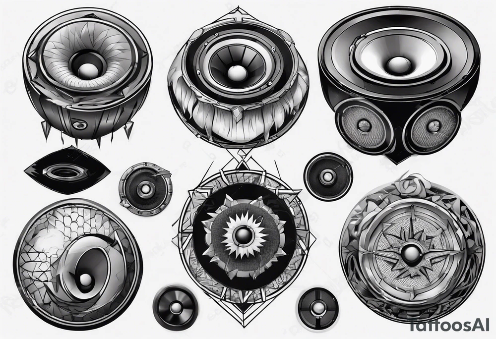 round speaker izometric view tattoo idea